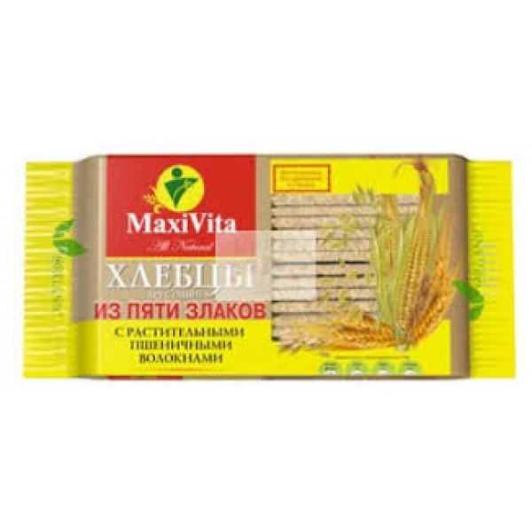 Хлебцы хрустящие "Из пяти злаков" с растительными пшеничными волокнами" Maxi Vita" 150гр